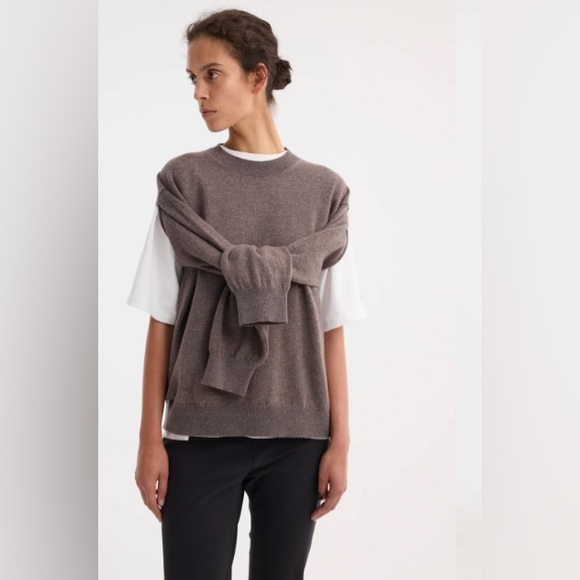 Rohe Crew-Neck With Open ArmholeMud Melange